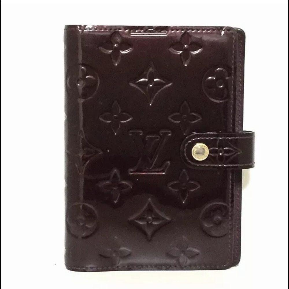 Auth LOUIS VUITTON Agenda PM R21072 Rouge Fauviste Monogram Vernis CA3099